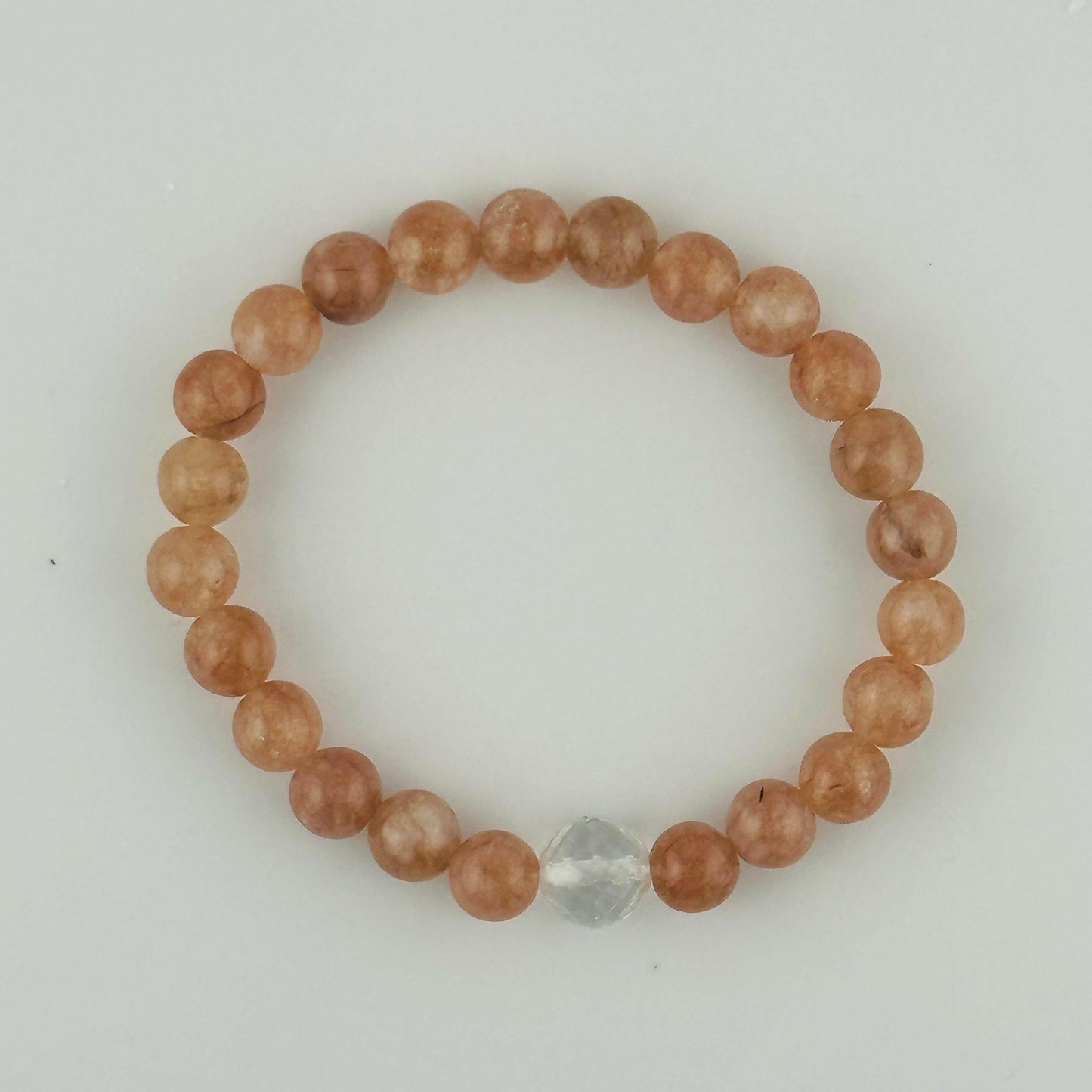 SUNSTONE bracelet with clear sphatik himalayan quartz. Sunstone is a stone of happiness and joy. Sunstone helps lift depression and increases self-worth and self-confidence