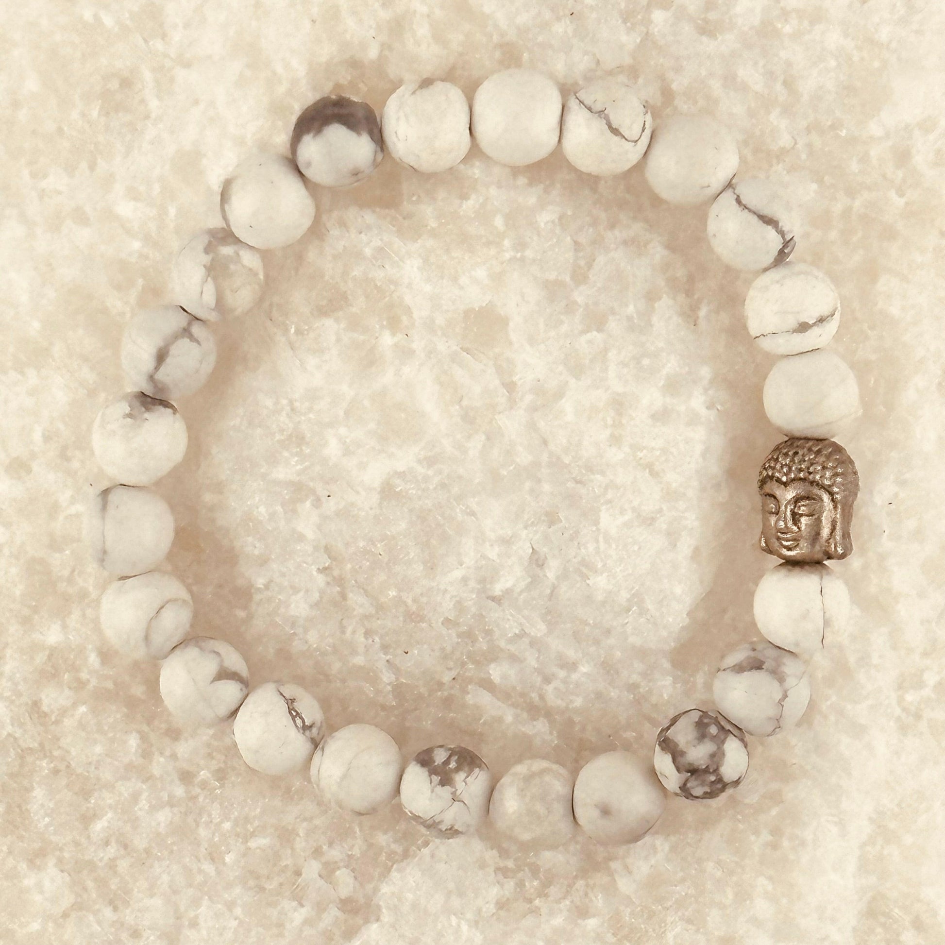 Howlite Bracelet - Howlite dual-action stone has a beautiful natural color and It’s known for its positive use of personal powers to achieve goals.
